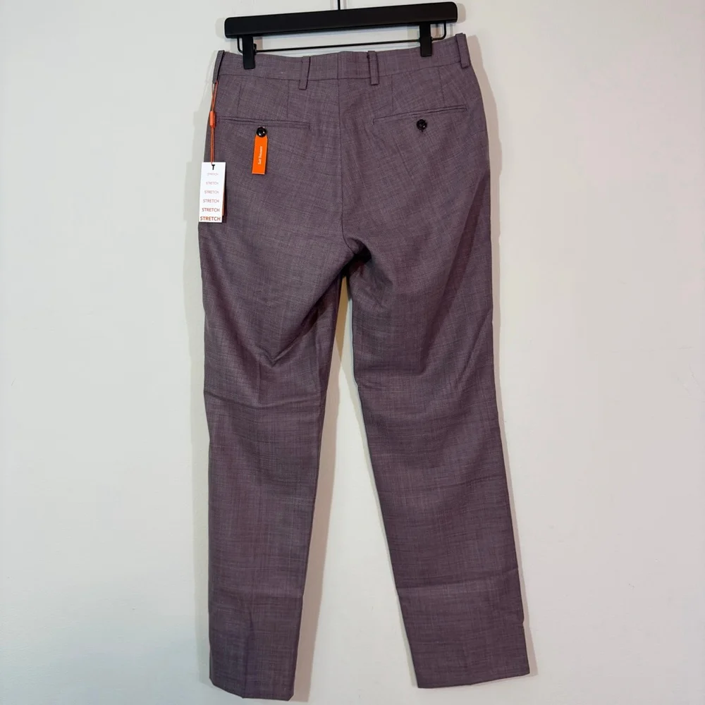 TALLIA Men's Slim-Fit Stretch Wool Blend Suit Dress Pants Berry Purple 30 x 30